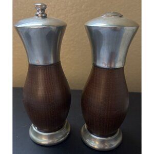 VINTAGE VERITY SOUTHALL 6.25" WOODEN METAL SALT SHAKER & PEPPER GRINDER MCM